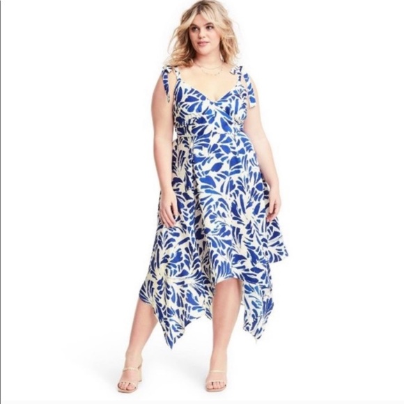 Botanical Tie Strap Dress ALEXIS size 3X blue - Picture 2 of 16